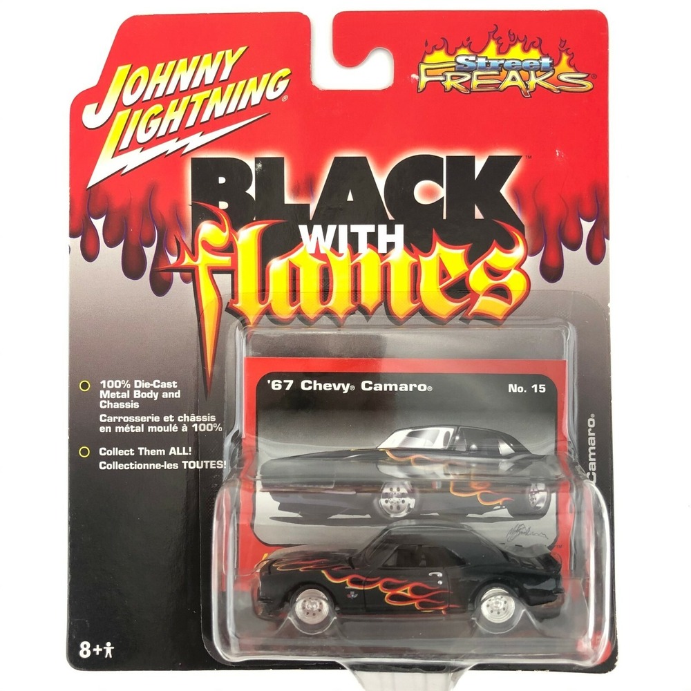 Johnny‎ Lightning Street Freaks 1967 67 Chevy Camaro SS Black with Flames 1/64